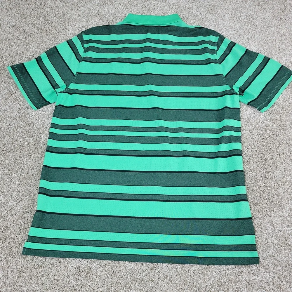 Nike Golf Tour Performance Mens XL Green Striped Stretch Polo Short Sleeve